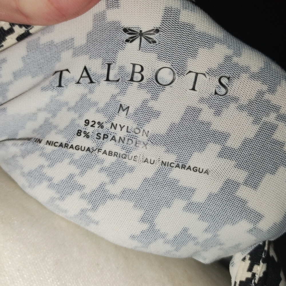Talbots Faux Wrap Top Houndstooth Pattern Size Me… - image 5